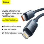 Baseus Crystal Shine Series 20W Fast Charging Type-C to Lightning 1.2m Data Cable Black CAJY000201