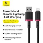 Baseus Cable For Iphone Dura Series Fast Charging Cable USB to Lightning  2.4A 1m Red+Black P10377801U01-01