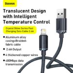 Baseus Crystal Shine Series 2.4A Fast Charging USB to Lightning Data Cable 2m Black CAJY000101