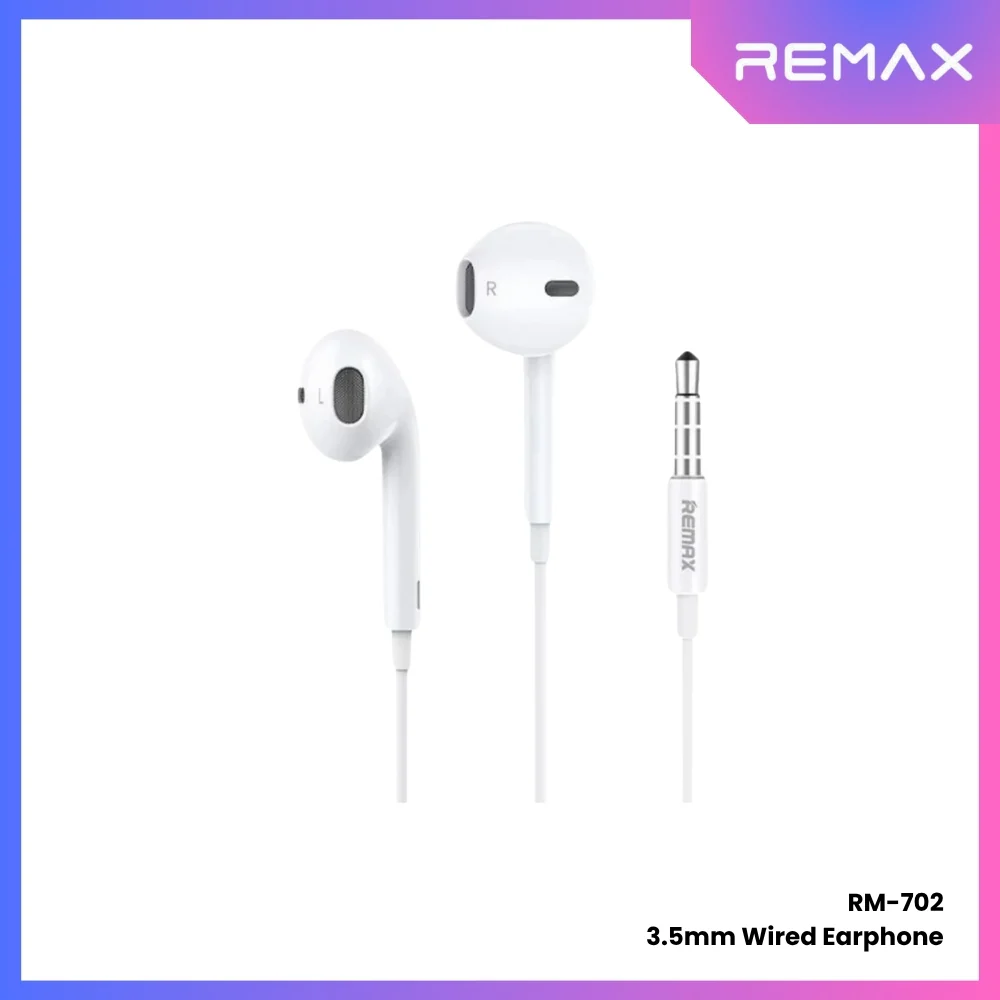 56_1be5338b-5ad2-474b-b838-c4753c732ebb REMAX - RM-702 3.5mm Wired Earphone - White - Image 1