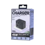 REMAX CM06 Explorer Multifunction 3 Type C + 1 USB + 1 AC 45W Fast Charging GaN Travel Wall Charger - Image 3