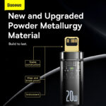 Baseus Cable Type-C to Lightning  Explorer Series Auto Power-Off Fast Charging Data PD Cable Type-C to IP 20W 2m Black -CATS000101 - Image 4