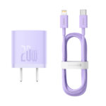 Baseus Charger 20W For Apple Iphone 14 13 12 11 Series GaN5 Fast Charger 1C  CN Set  Black Type-C to iP PD 20W 1m Cable Purple  CCGN040105 - Image 2
