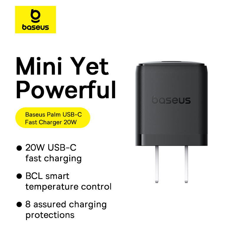 Baseus-Charger-Palm-Series-20W-PD-Fast-Charger-1x-Type-c-P10111603113-00-2 Baseus Charger Palm Series 20W PD Fast Charger 1x Type-c With Type-c to Type-c Cable P10111603113-01 - Image 1