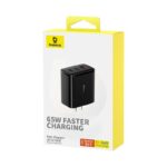 Baseus Cube Pro Fast Charger 2Type-c U 65W PD CN Cluster Black For Macbook Samsung Iphone Pixel  P10152300111-00 - Image 4