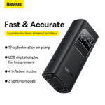 Baseus Inflator Super Mini Pro Series  4000mAh Wireless Car Tire Pumper Inflator Cluster Black C11159300111-00