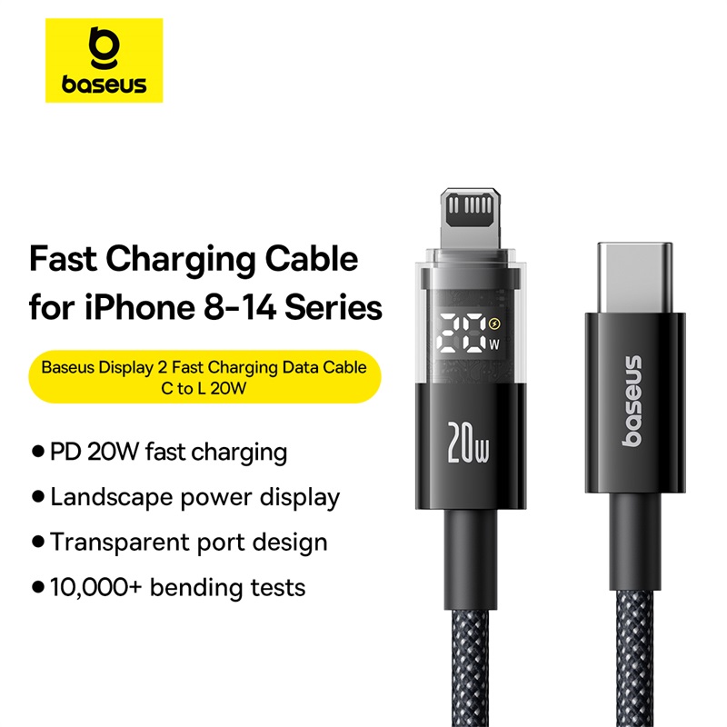Baseus-PD-20W-Display-2-Fast-Charging-Data-Cable-For-Iphone-14-13-12-11-Type-c-to-Lightning-1m-Cosmic-Black-P10382703121-00-1-1 Baseus PD 20W Display 2 Fast Charging Data Cable For Iphone 14 13 12 11 Type-c to Lightning 1m Cosmic Black P10382703121-00 - Image 1