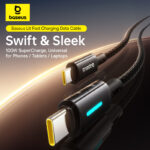 Baseus PD 100W  Lit Button-Control Fast Charging Data Cable USB-C to USB-C  For Macbook Iphone 15 16 Series Samsung Pixel Cosmic Black P10379000121-00