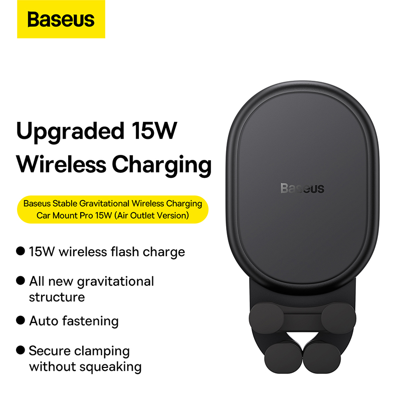 Baseus-Stable-Gravitational-Wireless-Charging-Car-Mount-Pro-15W-Air-Outlet-Version-Black-3 Baseus Stable Gravitational Wireless Charging Car Mount Pro 15W (Air Outlet Version) Black SUWX030001 - Image 1