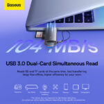 Baseus Card Reader Dual Output USB-A  & Type-C to SD TF Card Reader WKQX060113  Grey - Image 6