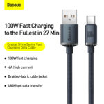 Baseus USB to Type-C 100W Crystal Shine Series Fast Charging Data Cable 1.2m Black CAJY000401