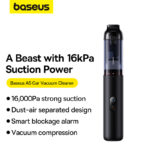 BASEUS Car Vacuum Cleaner A5 Power Suction 16000Pa Portable Cordless Vacuum Cleaner with LED Display - Black C30459500111-00