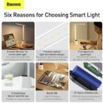 Baseus Smart Eye Series Rechargeable Folding Reading Desk Lamp (Smart Light ) White DGZG-02 - Image 7