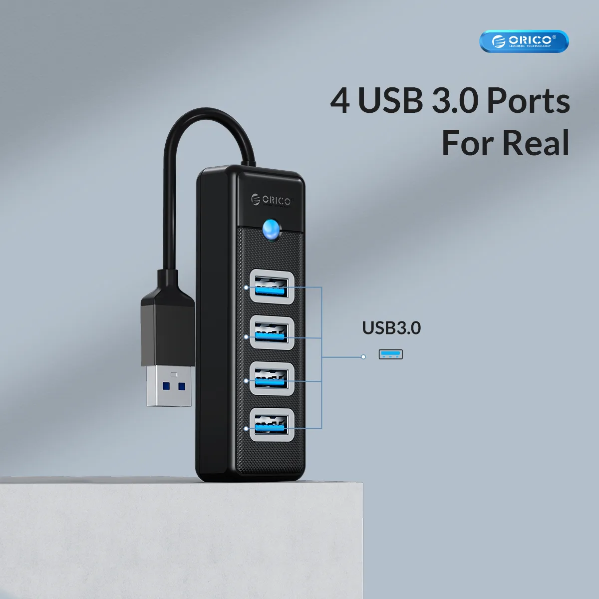 ORICO-PW4U-U3-BK-1200-EN-4-jpg ORICO Hub 3in1 USB-A TO 2x USB 3.0 1x Type-c 5Gbps PWC2U-U3 1.8m Black - Image 1