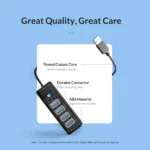 ORICO Hub 3in1 USB-A TO 2x USB 3.0 1x Type-c 5Gbps  PWC2U-U3  1.8m Black - Image 3