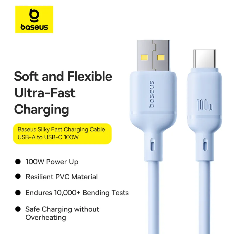 P10377703313-00-1 Baseus Silky Series Fast Charging Cable USB to Type-C 100W 1m Galaxy Blue P10377703313-00 - Image 1