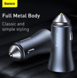 Baseus Golden Contactor Pro Dual Quick Charger Car Charger U+C 40W USB Type-C 5A 1.0m Cable Dark Gray TZCCJD-0G - Image 3