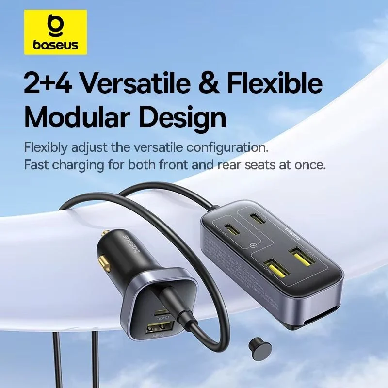 main-C00081100121-00 Baseus Car Charger Backseat Pal L1 110W 3USB 3Type-c With 1.5M Extension Cable C00081100121-00 - Image 1