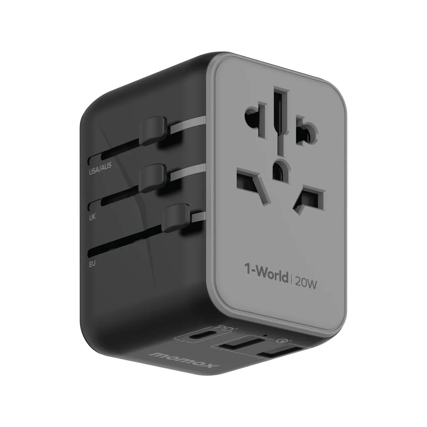momax-1-world-20w-3-portac-travel-adapter-ua11-5 Momax 1-World 20W UA11 AC Travel Adapter 3-Port - Image 1