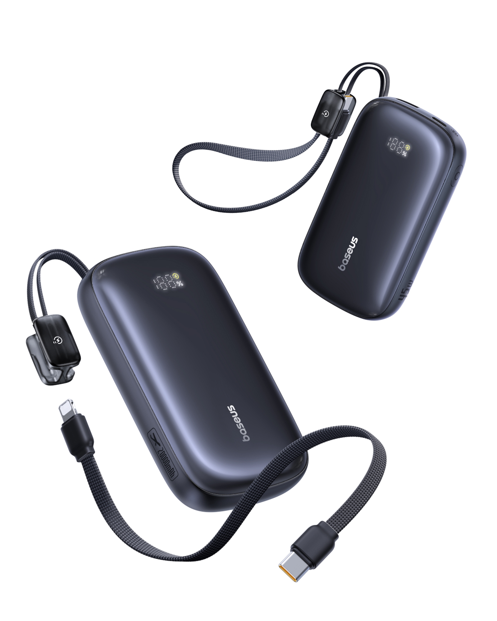 白底图-2 Baseus 45W 20000mAh Power bank Qpow 3 Ultra Enerfill FC21 For Iphone 17 Pro Max Samsung Google Pixel with Detachable Type-c to Lightning Cable - Image 1